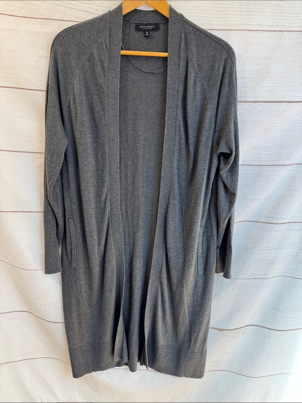 Women's Banana Republic Silk Cotton Open-Front Cardigan gray Medium
